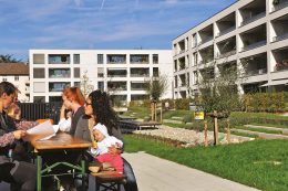 Projektzeiterfassung: Die Wohnbau Lörrach legt Wert auf Umweltschutz: Der Niederfeldplatz ist das erste CO2-neutrale Mietwohnquartier in Deutschland.