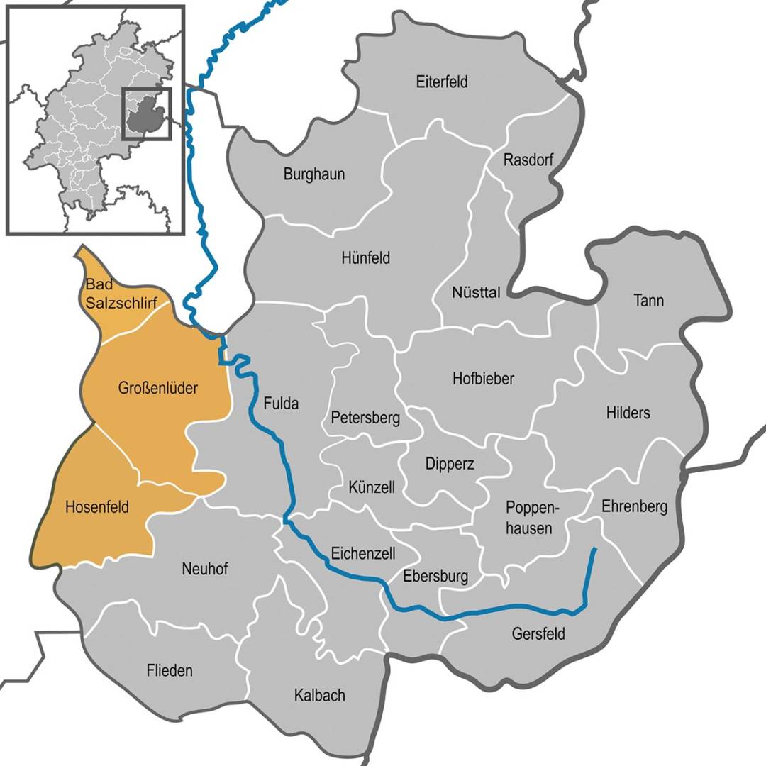 Die drei Gemeinden Bad Salzschlirf, Großenlüder und Hosenfeld liegen im osthessischen Landkreis Fulda.
