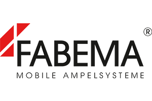 Das Bild zeigt das Firmenlogo des Unternehmens FABEMA GmbH mit dem Schriftzug Mobil Ampelsysteme