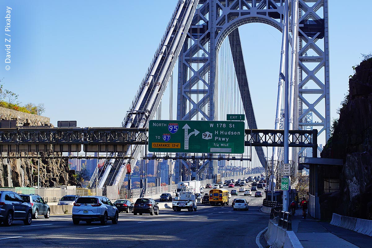 Das neue Mautsystem umfasst den Lincoln Tunnel, den Holland Tunnel, die George Washington Brücke (siehe Bild) sowie drei weitere Brücken zwischen New Jersey und Staten Island. 