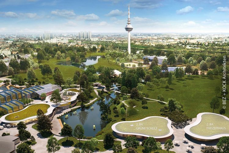 Die Neue Parkmitte im Luisenpark auf dem BUGA-Gelände in Mannheim (visualisiert)