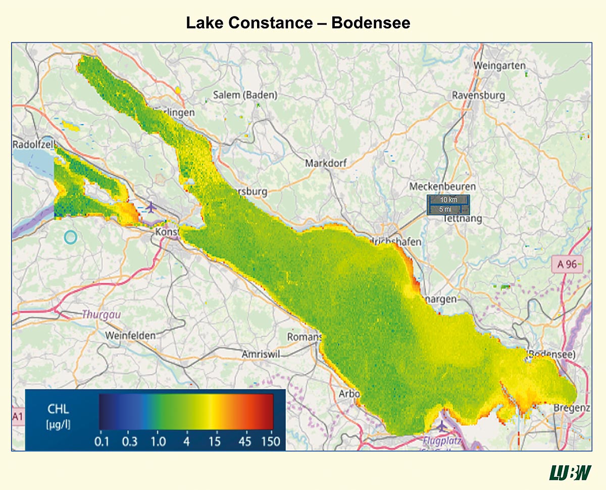 Algenblüten-Monitoring beim Bodensee: Per Mausklick wird die Wasserqualität an Seen sichtbar.