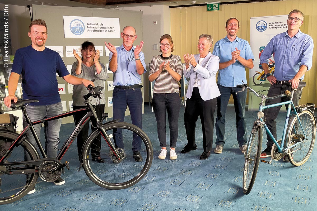 Die Stadt Essen unterstützt lokale Unternehmen bei der Zertifizierung als „Fahrradfreundlicher Arbeitgeber“.