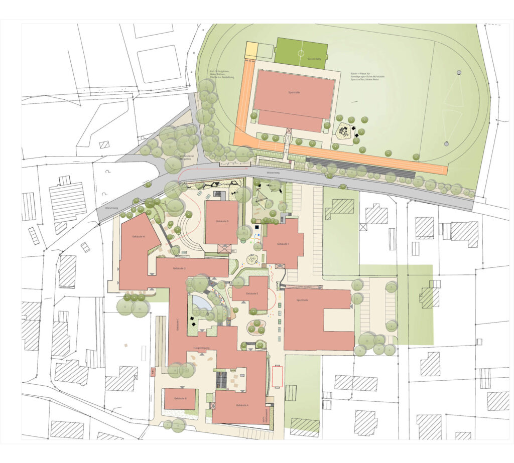 Beim Gymnasium Hankensbüttel soll der Schulhof stärker als bisher mit dem umliegenden Quartier verknüpft werden.