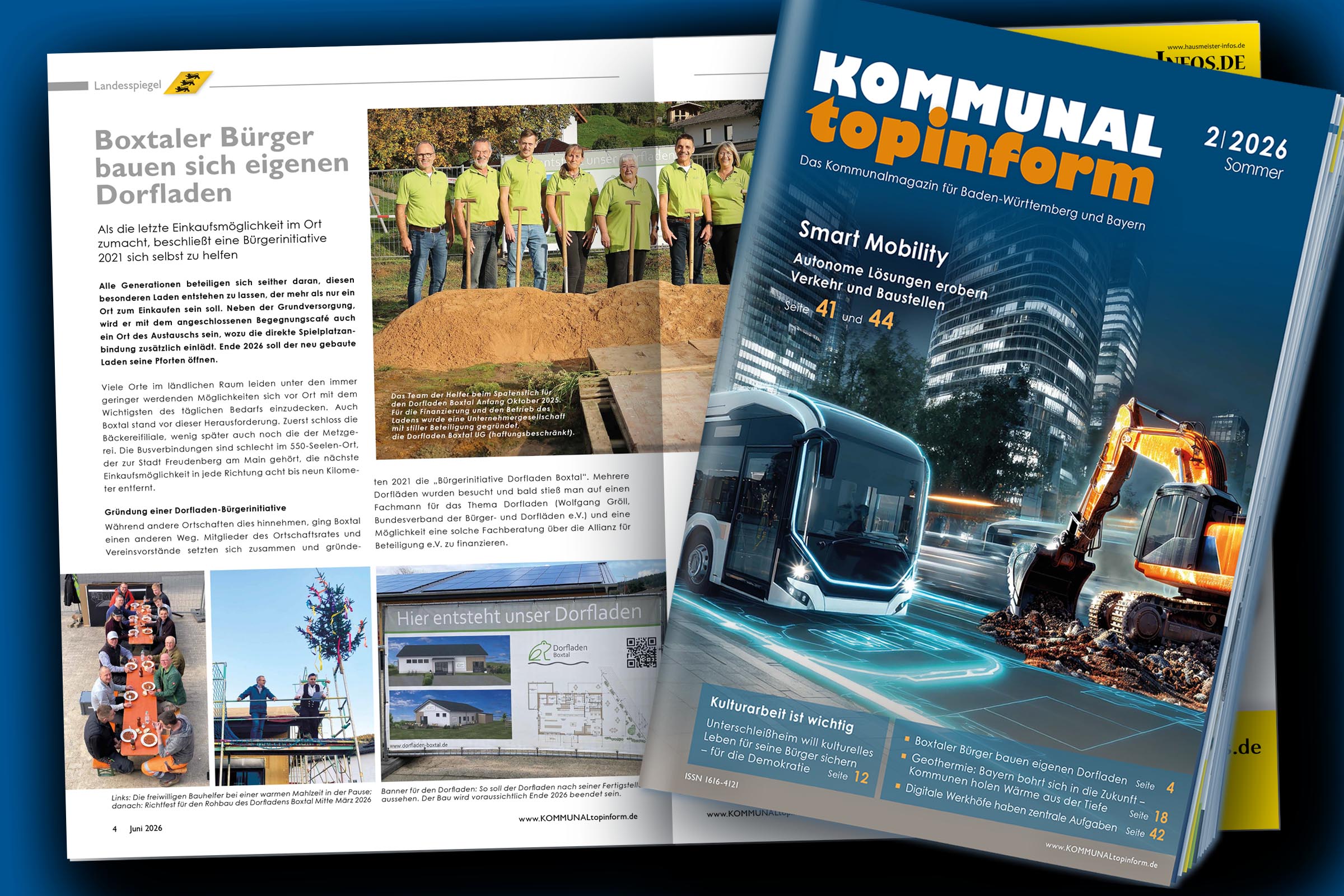 Aufgeschlagene Juni-Ausgabe 2026 von KOMMUNALtopinform