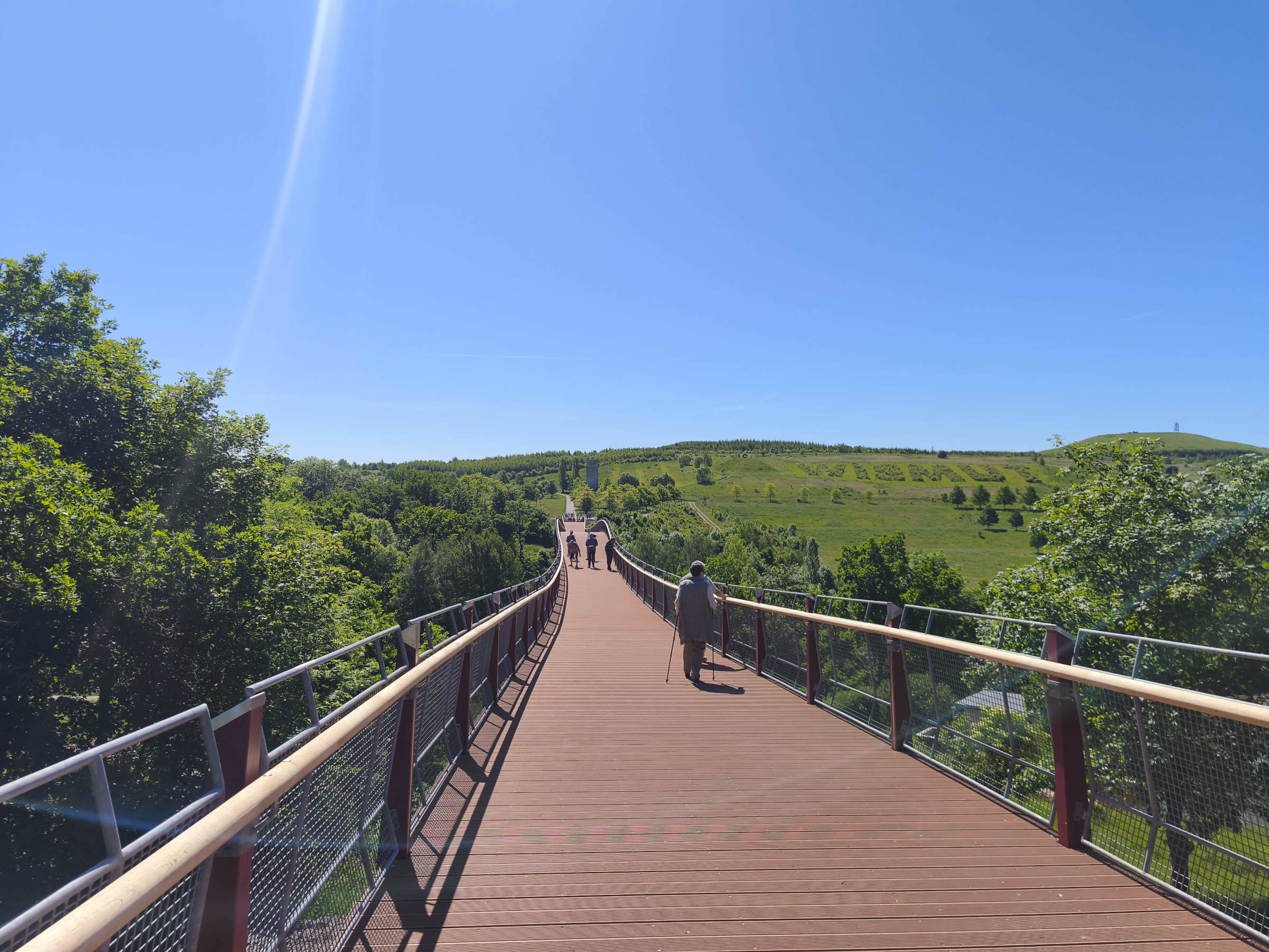 Ausflug zur beeindruckenden Drachenschwanzbrücke in Thüringen bei strahlendem Sonnenschein.